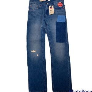 Levi’s 511 Slim Distressed w left Thigh Patchwork Vertical Stretch 16 Reg 28/28